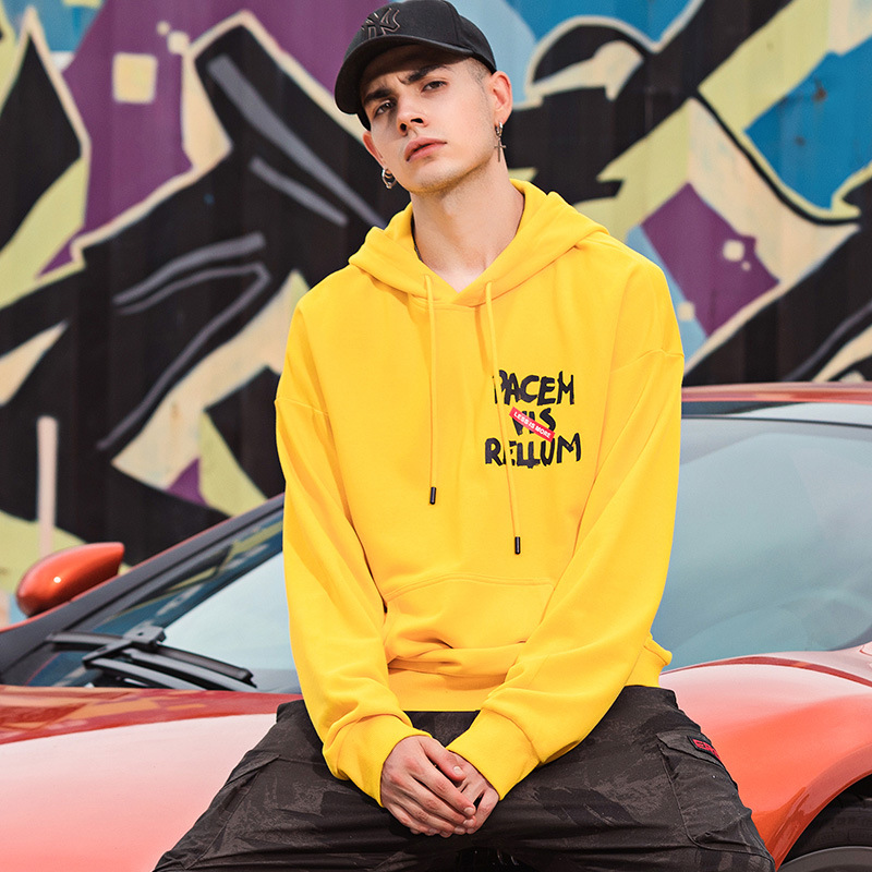 

Mens Hoodies New Style Hooded Pullover Men European and American Mens Hoodies Fashion Loose Printed Letter Jacket, Black