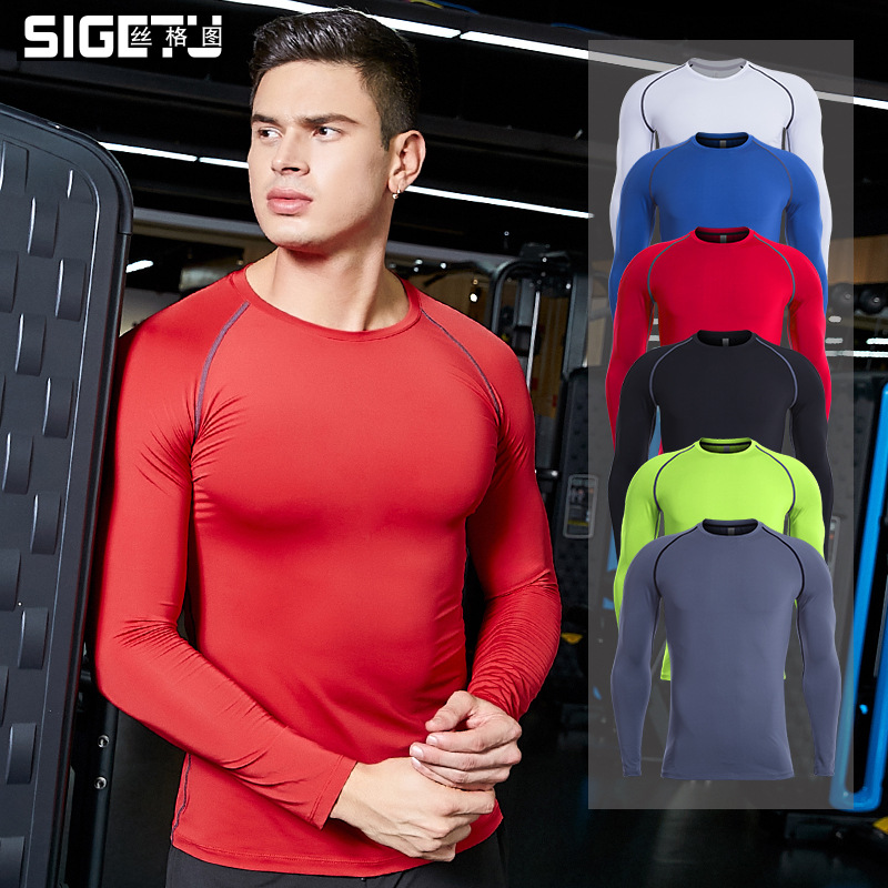 

Men Running Shirts Rashguard Jogging Tops Men T-shirt Long Sleeve Compression Shirts Gym T-shirt Fitness Sport Shirt Plus size, White