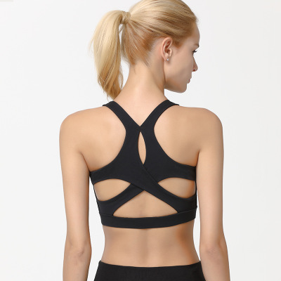 

new good quality Solid Cross back Black green Yoga Bra Women Padded Push Up Sports Bra Quick Dry running bar top