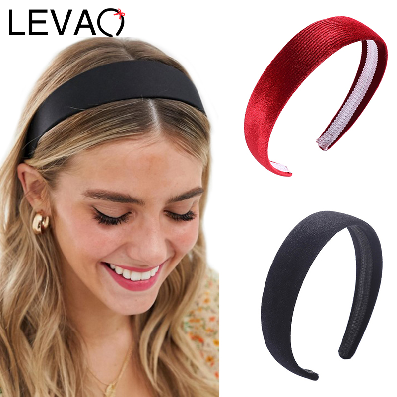 

LEVAO New Fashion Women Lady Simple Gold Velvet Stripes Hairbands Girls Solid Colors Headbands Bezel Hair Accessories Headwear