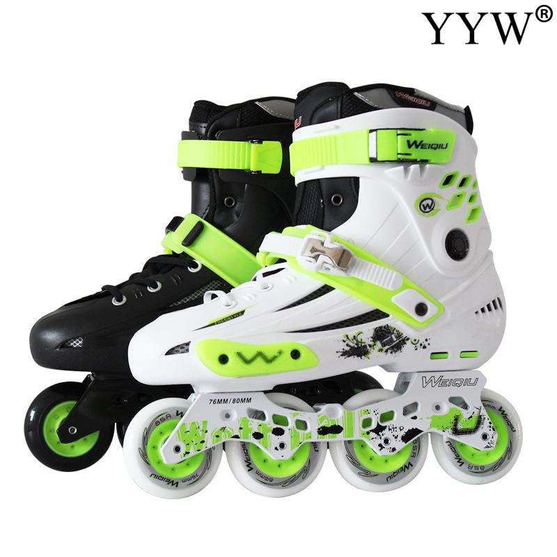 

Inline Speed Skates Shoes Hockey Roller Skates Sneakers Rollers Women Men Roller For Adults Inline Professional, White and green