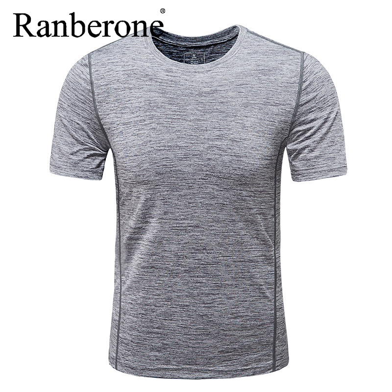 

Ranbeone Men's Running T-Shirts Quick Dry Compression Sport T-Shirts Fitness Gym Clothing Running Shirts Bodybuilding Sportswear, Gray