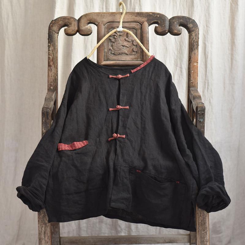 

Women Linen Chinese Style Jacket Ladies Vintage Loose Handmade Button Coat Outerwear Female Retro Coat 2020 Autumn Spring Flax, Beige