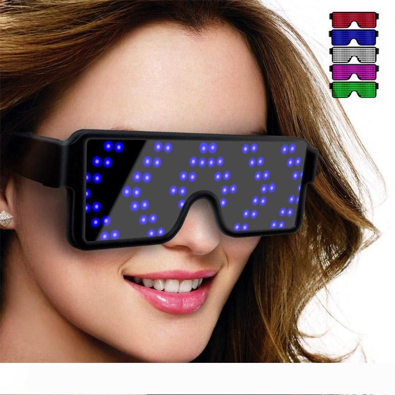 

BRELONG LED luminous glasses party 8 dynamic picture switchable USB charging party bar KTV dress up toys