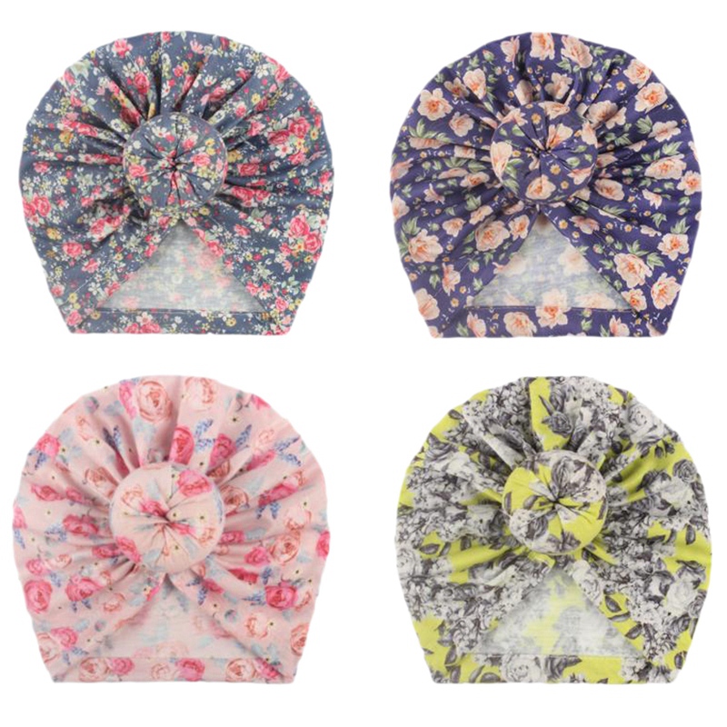 

4 Pcs Newborn Headband Hat Baby Hat Infant Turban Knot Headband Accessoire Head Wrap Headbands Cap, Multi