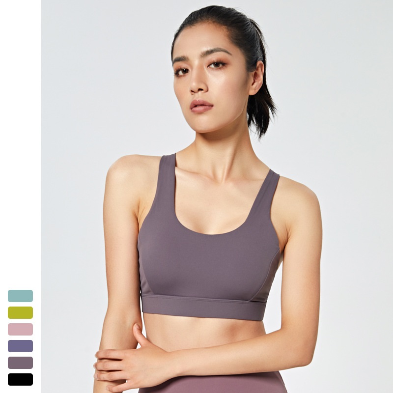 

Sexy Back Padded Sports Bras Cross Straps Yoga Sport Bra Top Women Shockproof Breathable Fitness Running Gym Vest Top Sportswear, Wx28pink