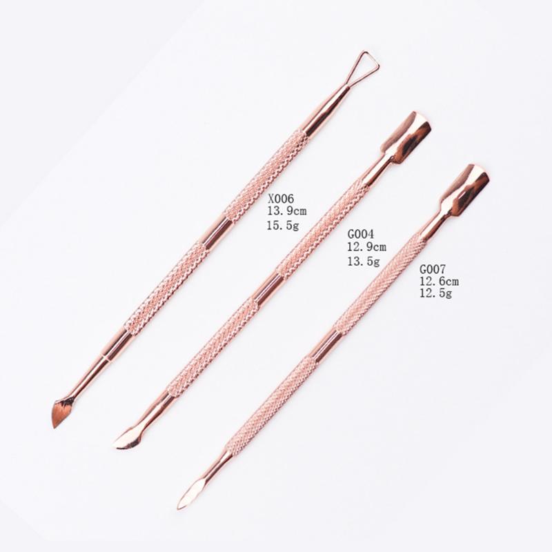 

3pcs Rose Gold Nail Cuticle Pusher Remover Stainless Steel Home Beauty Salon Manicure Nail Art Tools Kit