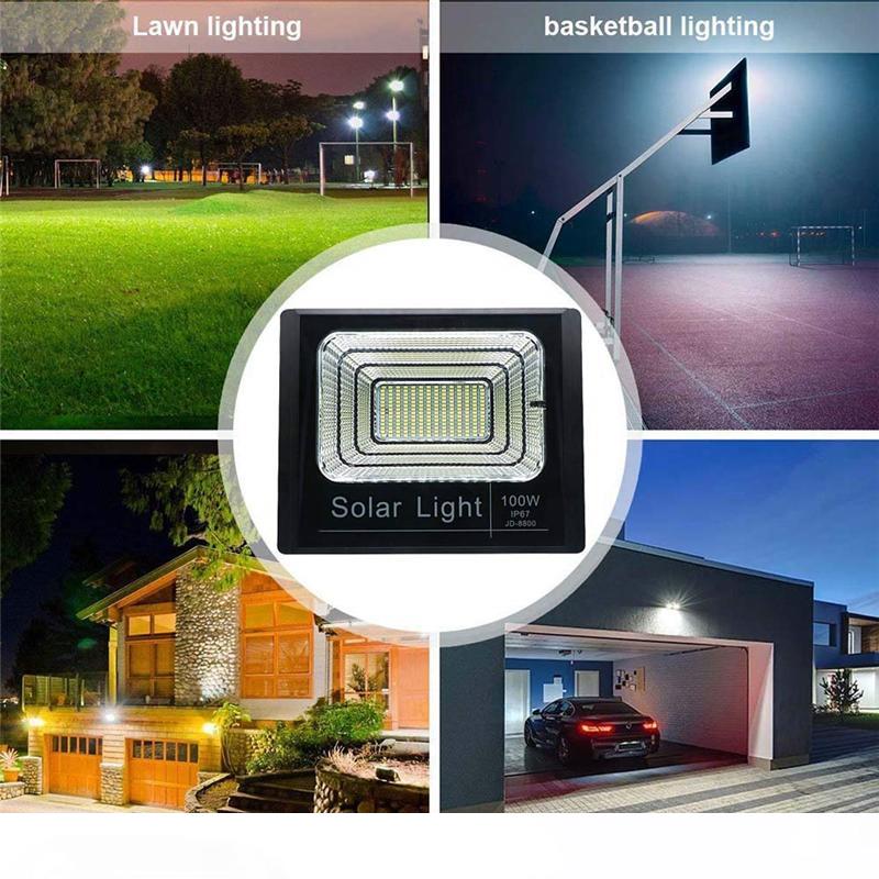 

Solar Powered Street Flood Lights 60W 100W Solar LED Spotlight with Remote Control Security Lighting for Yard Garden Gutter Pathway