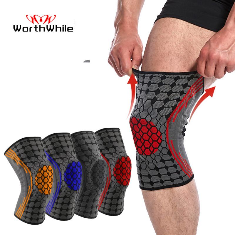 

WorthWhile Basketball Knee Pads Silicon Padded Elastic Non-slip Patella Brace Kneepads Support for Fitness Gear Protector Tennis, 1 piece blue