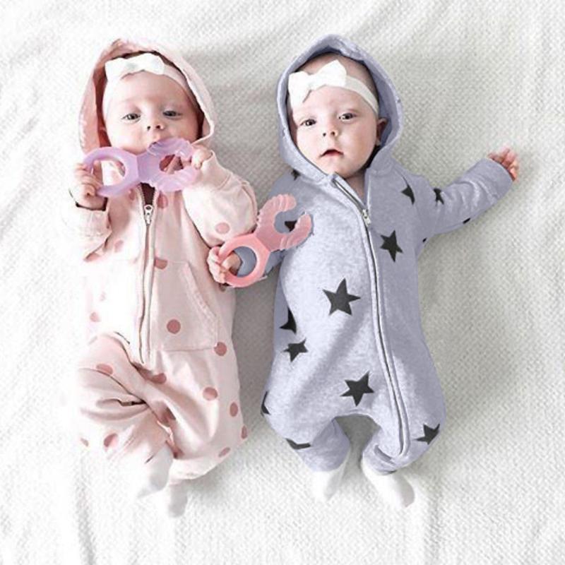 

Baby Clothes Keep Warm In Winter Girls Boys Stars Print Hooded Zipper Romper Jumpsuit Outfits Baby Winter Clothes
