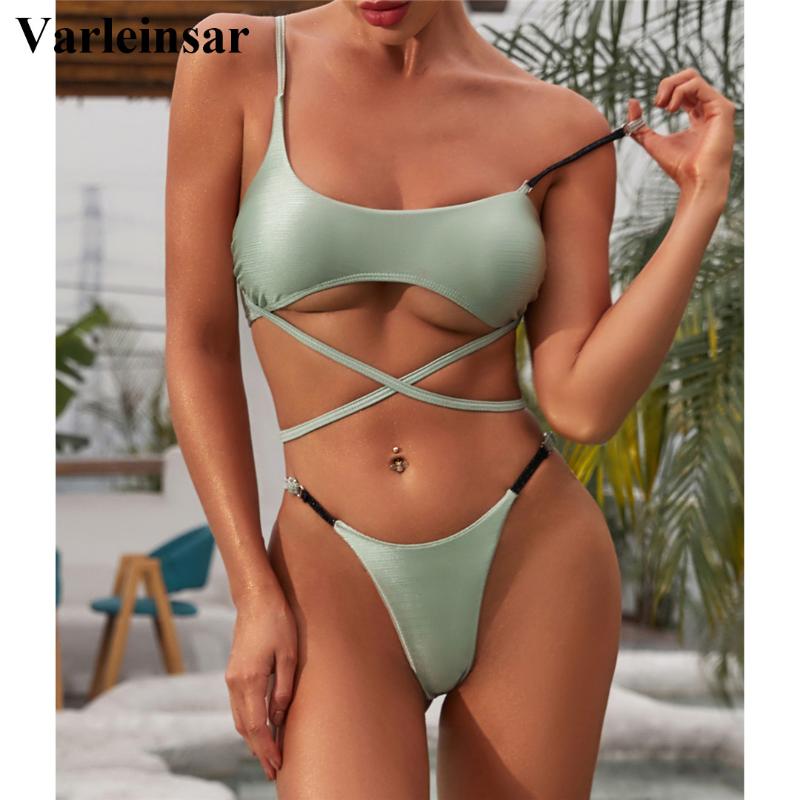 

Sexy 2020 Wrap Around Thong Bikini Women Swimwear Female Swimsuit Two-pieces Bikini set Bather Bathing Suit Swim Lady V2207, Green