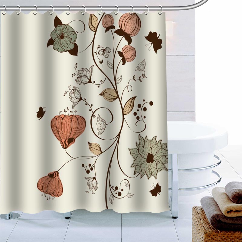 

Simple European Flower Shower Curtain 12 Hook Polyester Fabric 3D Printing Bathroom Curtain Waterproof Bath Decor