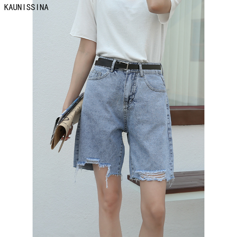 

Women's Denim Shorts Classic Vintage High Waist Blue Wide Leg Pants Female Caual Straight Summer Ladies Shorts Jeans For Women