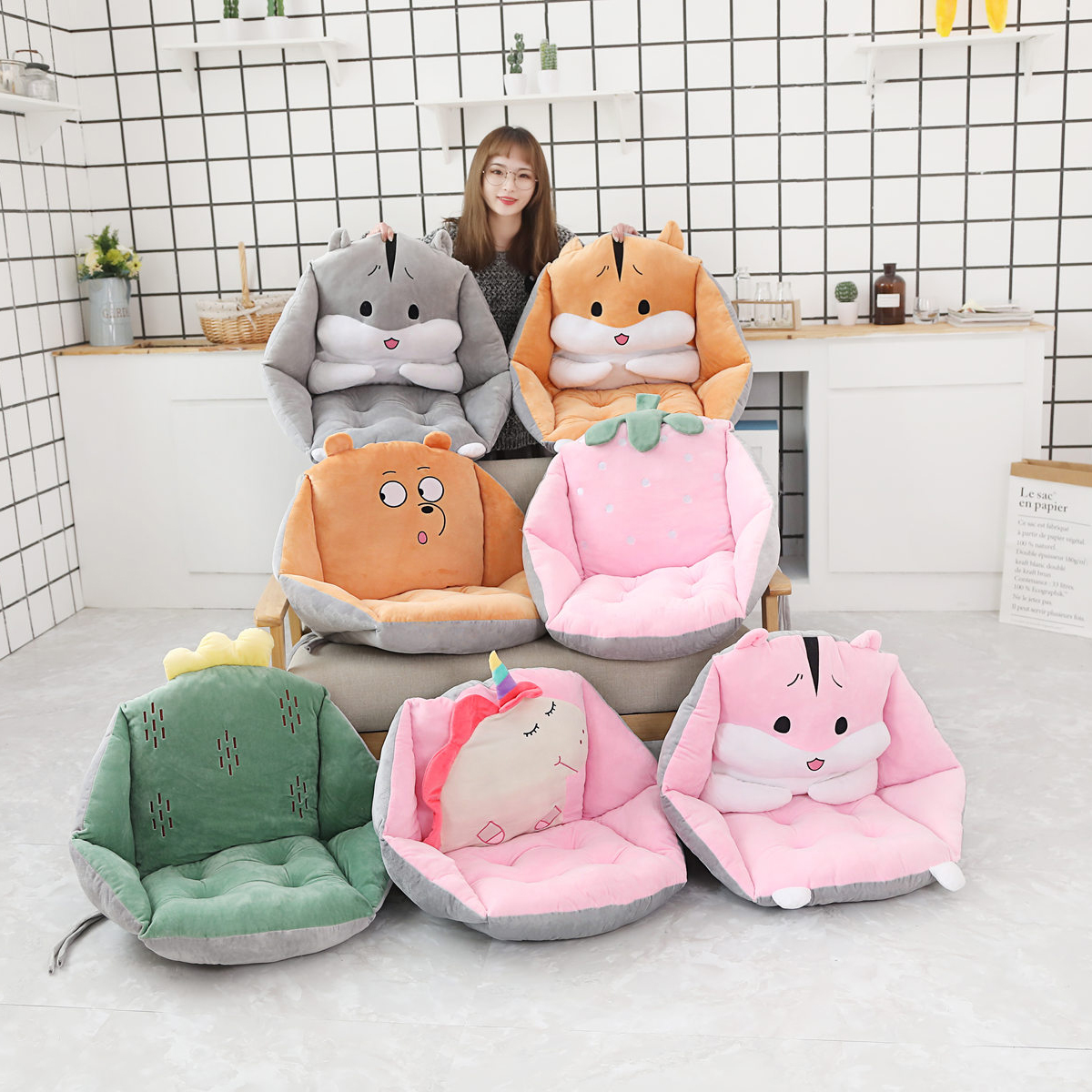 

60*40*40cm Indoor Plush Sofa PP Cotton Stuffed Chair Floor Seat Cushion Unicorn Strawberry Hamsters for Grownups Children