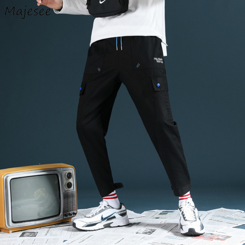 

Men Pants Autumn All Match Full-length Cargo Pant Trendy Mens High Fashion Korean Style Streetwear Males Sweatpants Loose Chic, 134gray