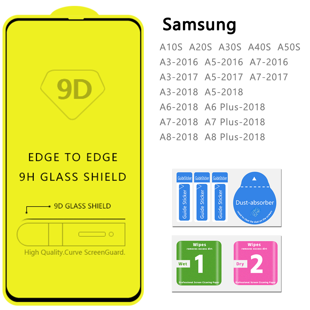 

For Samsung Galaxy A10S A20S A30S A40S A50S A7 2016 A7 2017 A8 2018 Series tempered glass screen protector edge fully covered