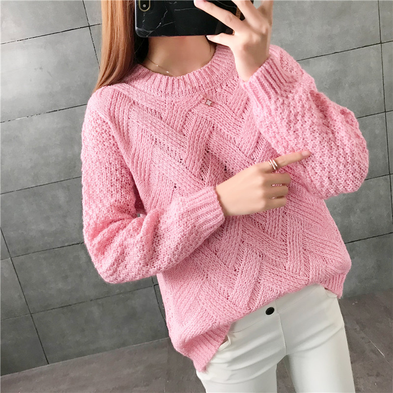 

New Fashion 2020 Women Autumn Winter Embroidery Brand Sweater Pullovers Warm Knitted Sweaters Pullover Lady, Brown