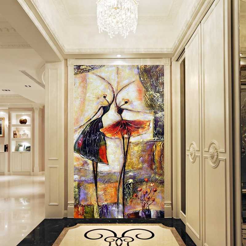 

Modern Girls Wallpapers Ballet Dance girl Wallpapers Murals Lovely non-woven Wall Paper for Entrance Hallway papel de parede, As pic