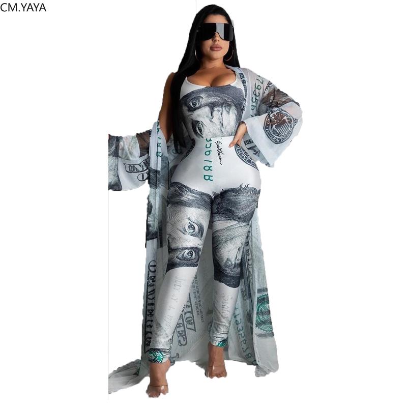 

Two Piece Dress 2021 Summer Women 3 Pieces Sets Tracksuits Bodysuits+Pants+Coat Pcs Leggings Dollar Print Suit Fitness Outfit GL1229, Blue