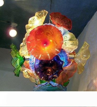

Creative Plate Chandelier Multicolor Modern Art Deco Glass Hanging LED Europe Style Glass Pendant Chandelier