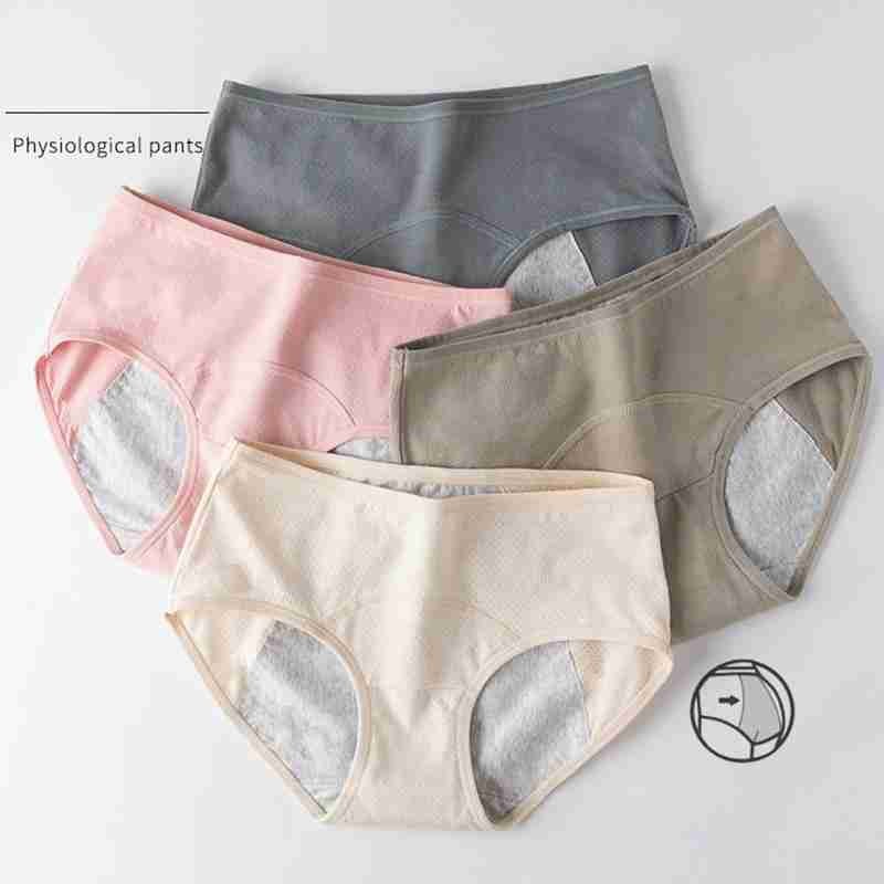 

Menstrual Panties Leak Proof Period Physiological Pants Mid Waist Period Briefs Lingerie Women Ladies Underwear
