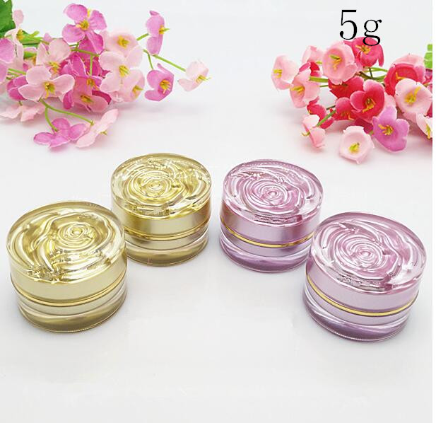 

20 pcs Free Shipping 5g gloden Purple Acrylic Plastic Empty packaging Bottles Jars New Style Top Grade Cosmetic cream containers