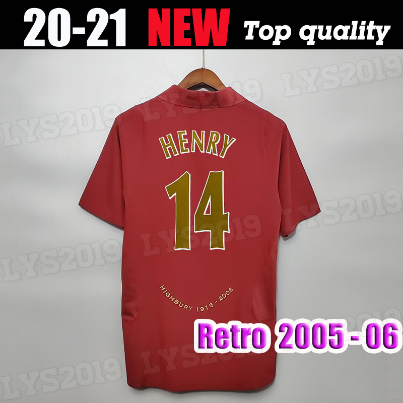 

2005 2006 Gunner Retro Soccer Jerseys Highbury 05 06 Thierry 14# HENRY BERGKAMP Classic Camisa Football Shirts