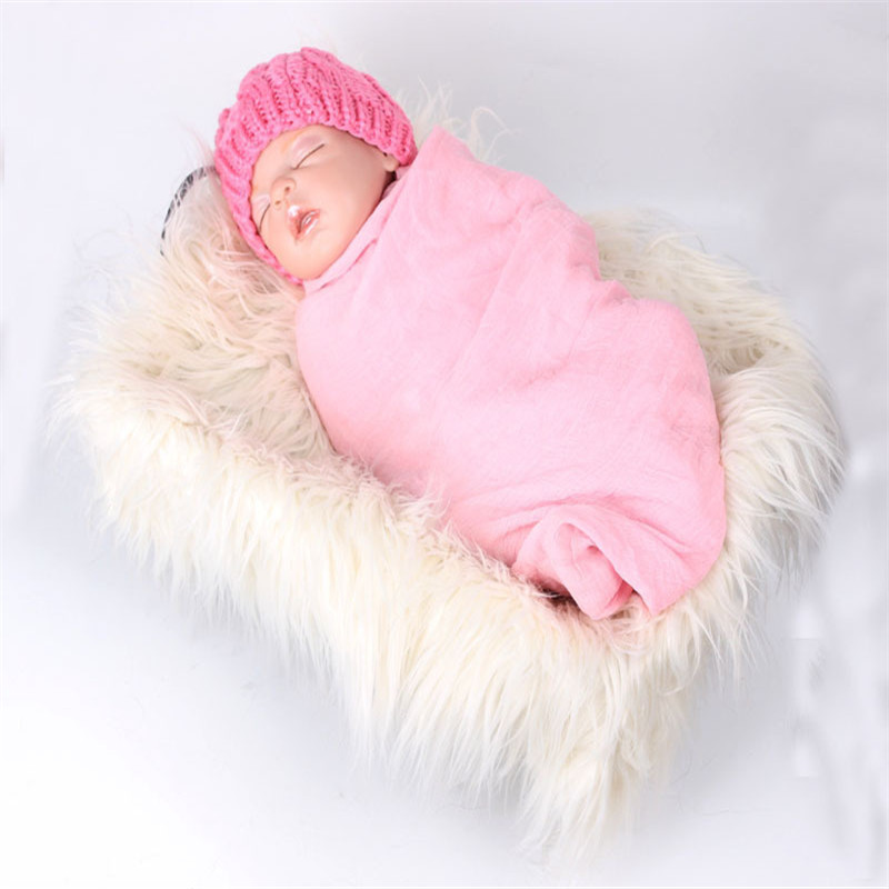 

New Lovely Infant Fur Stretch Yarn Wrapped Props Blan Newborn Baby Multicolor Photography Props Blankets Outfit Photo Propsket, White