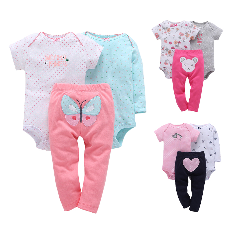

Fashion Baby Clothes Spring Summer Baby Clothing Set Long Sleeve Bodysuit Pants Infant Jumpsuit Cotton Cartoon Outfits, 026a