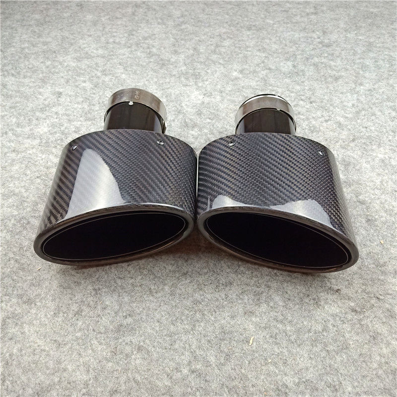 

Outlet 90MM 155MM Glossy Black Carbon Fiber Exhaust Muffler Tip For All Cars Auto Oval Shape Tail Pipes (Left & Right)