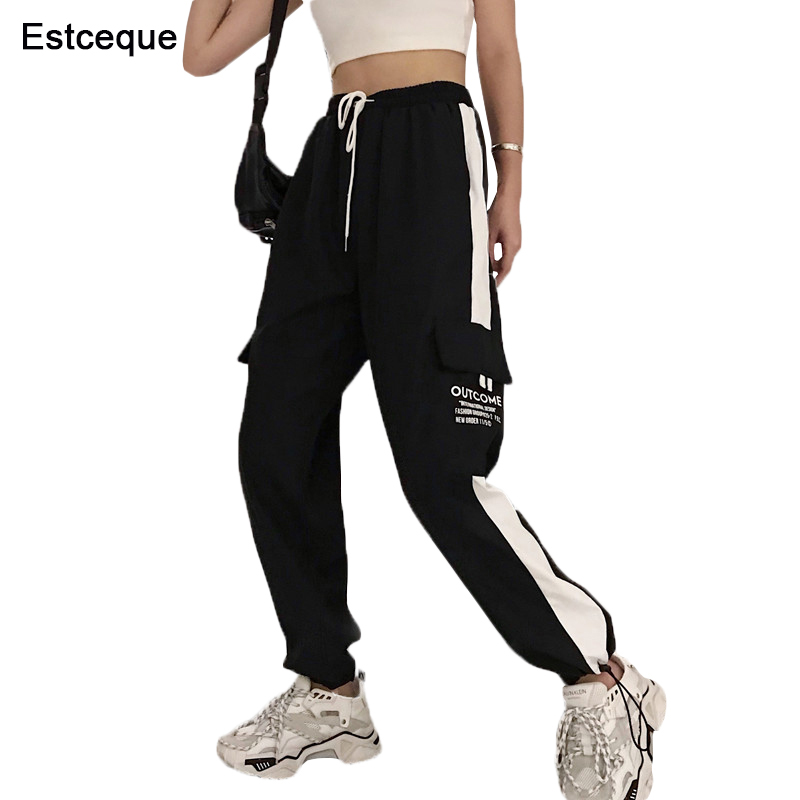 

Fashion Female Cago Pants High Waist Loose Harem Pants Women Slim Overalls Casual Trouser, Black