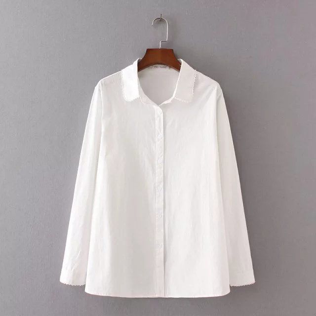 

2020 New Spring Autumn Women Solid Blouses Long Sleeve Shirts Tops School Office Casual Lady Clothing Plus Size 4xl K184, White