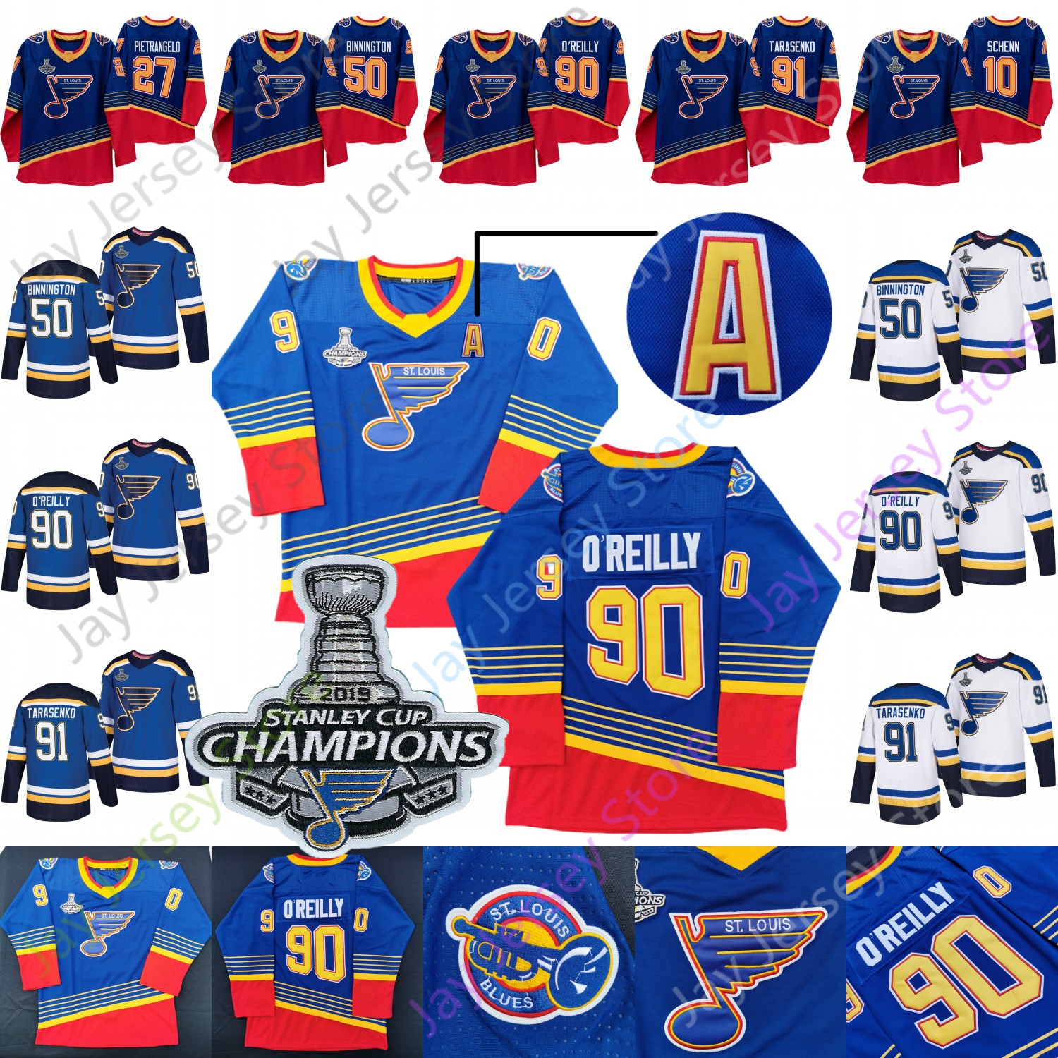 

St. Louis Blues Jersey 2019 Champions Patch Brayden Schenn Jaden Schwartz Alex Pietrangelo Binnington Ryan O'Reilly Vladimir Tarasenko, As pic