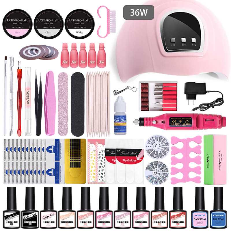 

KOSKOE Nail Set Kits 24/30/36W Nail Lamp Kit Set Gel Polish Drill Machine Art Design Tools Manicuring