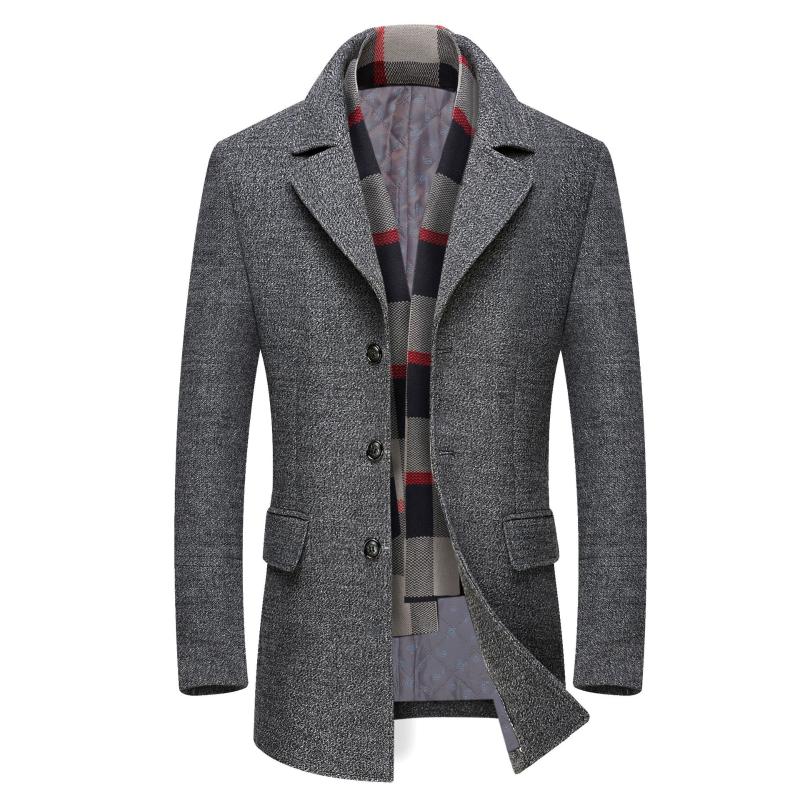 

Fashion Men Casual Trench Coat Business Long Thicken Slim Overcoat Jacket European size Dropshipping, Brown