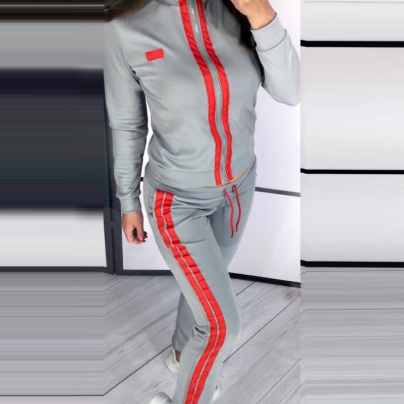 

Sports Suits For Women Tracksuit Women Fashion Solid Color Print Stitching Blouse Top And Pants Clothe Sports Set#g4, Blue