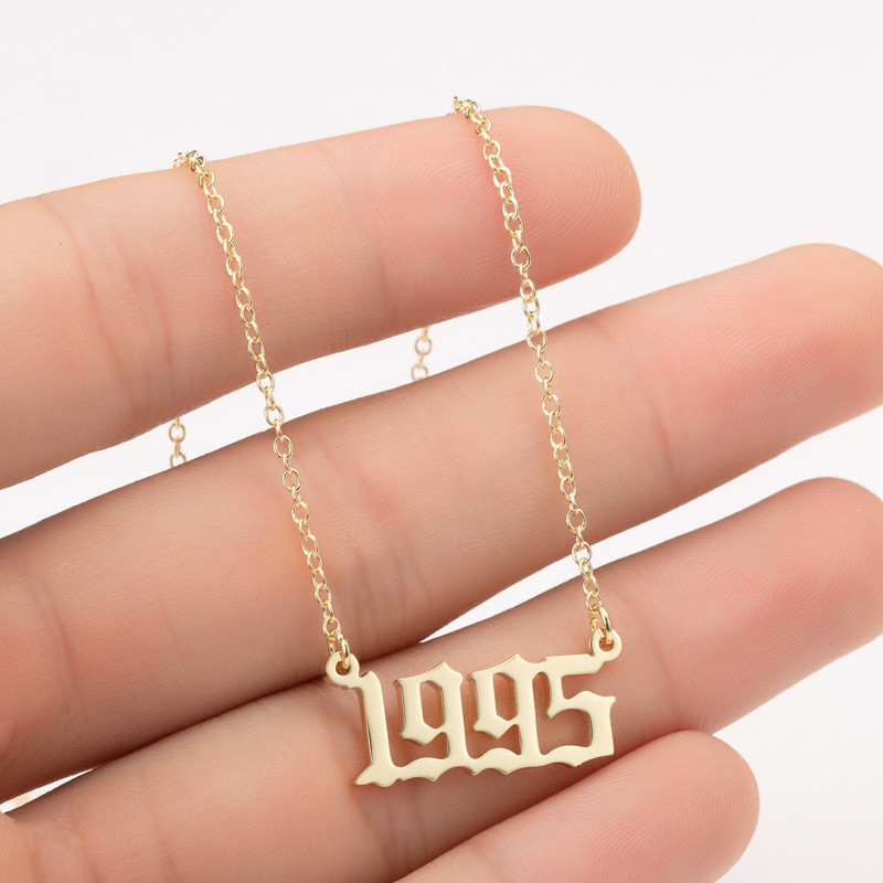 

Personalized Handmade Year Number Necklaces Custom Birth Year Necklace Initial Pendants For Women Girls Special Jewelry Year 1980-2019