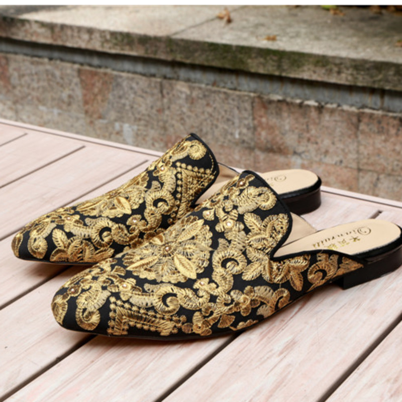 

DEAT 2020 New Summer Fashion Embroidery Yellow Cloth Leather Shoes Genuine Leather Flat Outside Shoes Women SE621