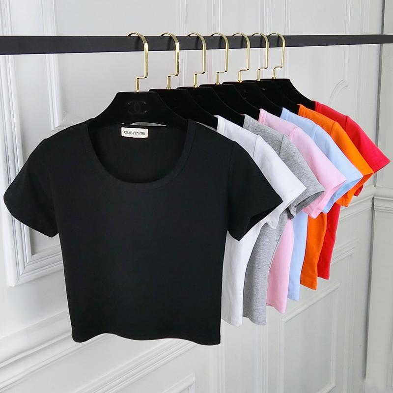

Sexy Crop Top Ladies Short Sleeve T Shirt Tee Black White Short T-shirt Basic Stretch T-shirts Lumbar Summer Crop Top Female, Green