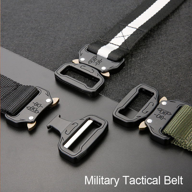

Quick Release Nylon Belt Men Army Training Outdoor Tactical Waist Belt Men Body Tactical Alloy Automatic, A tactical wasteland