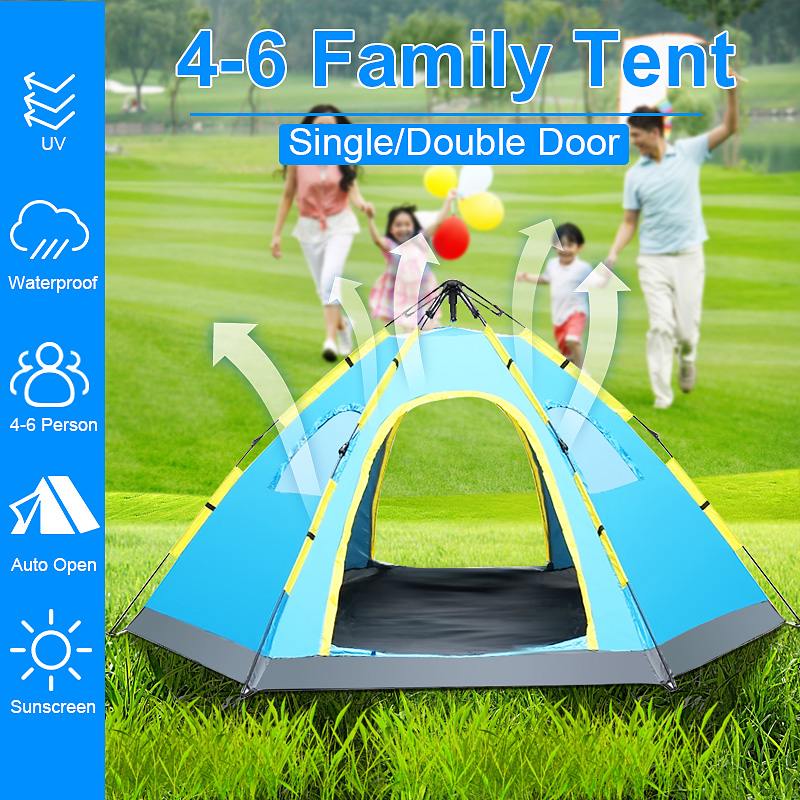 

Outdoor Folding Tent Sunscreen Ultralight Automatic Family Camping Equipment Double Tents Large Area Waterproof PU Fabric Tents