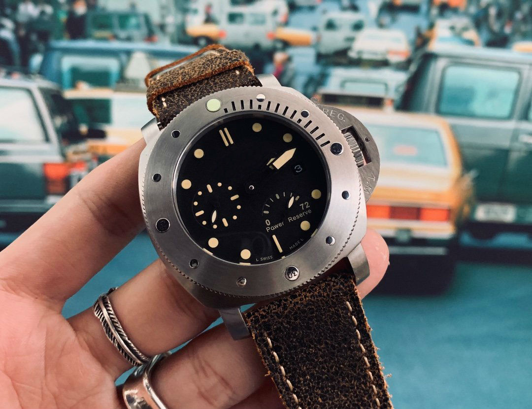 

44mm15mm Men's Watches PAM 316L Stainless Steel leather strap Mechanical Movement for Man Automatic Wristwatches special wristwatches 13, Black