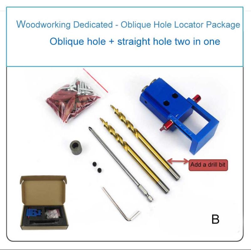 

HOT Pocket Hole Jig Step Drill Bit Set Dowel Drilling Guide Slant Hole Jig Woodworking Locator Tools NDS66