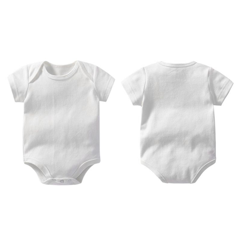 

Newborn Baby Solid Color Romper Cotton Short Sleeve White Plain Romper 3-24M, As pic