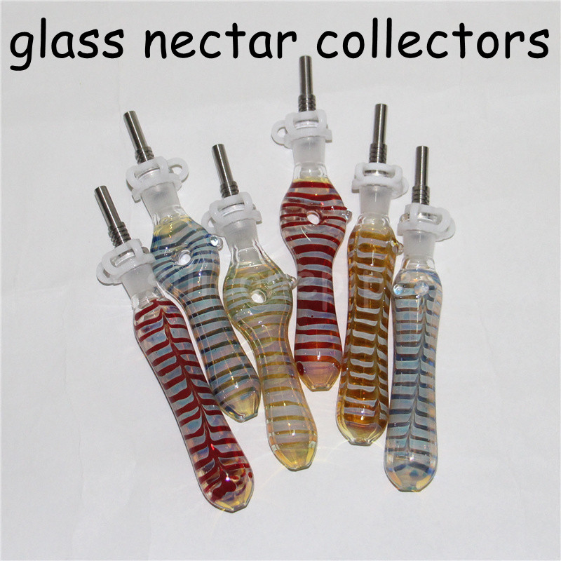 

1pc glass nectar collector Mini Hookahs Water Pipes with GR2 Titanium Nail 10mm Concentrate Dab Straw Pipe Oil Rigs