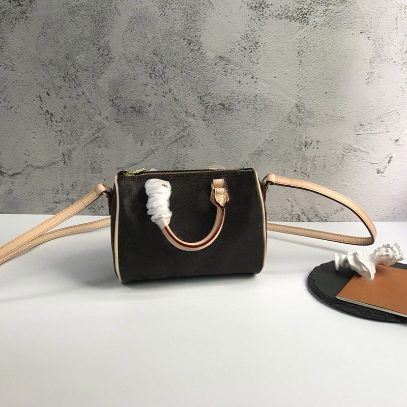 

Designer luxury handbags purses speedy 16cm handbag classic flower luxury designer bag women bags lady totes pillow bag M61252 fashion top quality designer purse, Brown