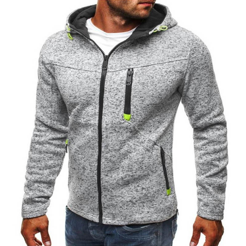 

Fashion Jacquard Sports Autumn Winter Hooded Coat Men Zipper Jacket Sweatshirts Casual Fleece Sweater Cardigan Jacket, Black
