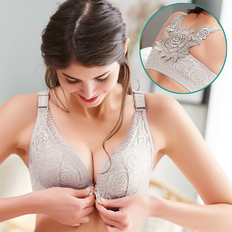 

Women' s Bra Plus Size Sexy Lingerie Breathable Brassiere Women's lingerie Lace Bras Wire Free Bralette Underwear Free Shipping, Grey