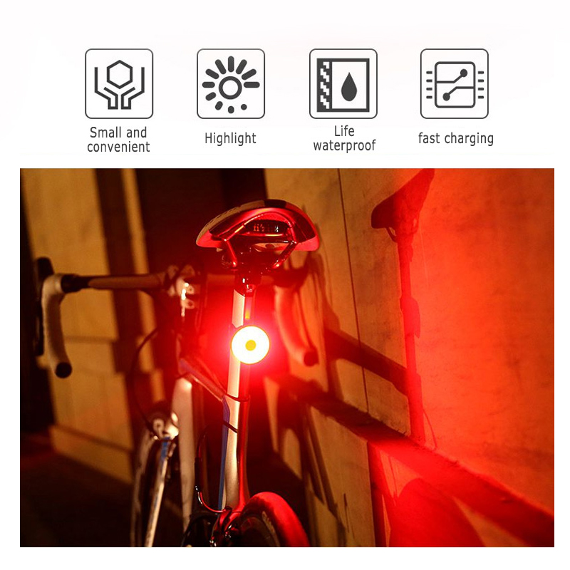 

Mini Bicycle Tail Light Bike Rear Light Taillight USB Rechargeable Safety Warning Lights Cycling Accessory Red Color