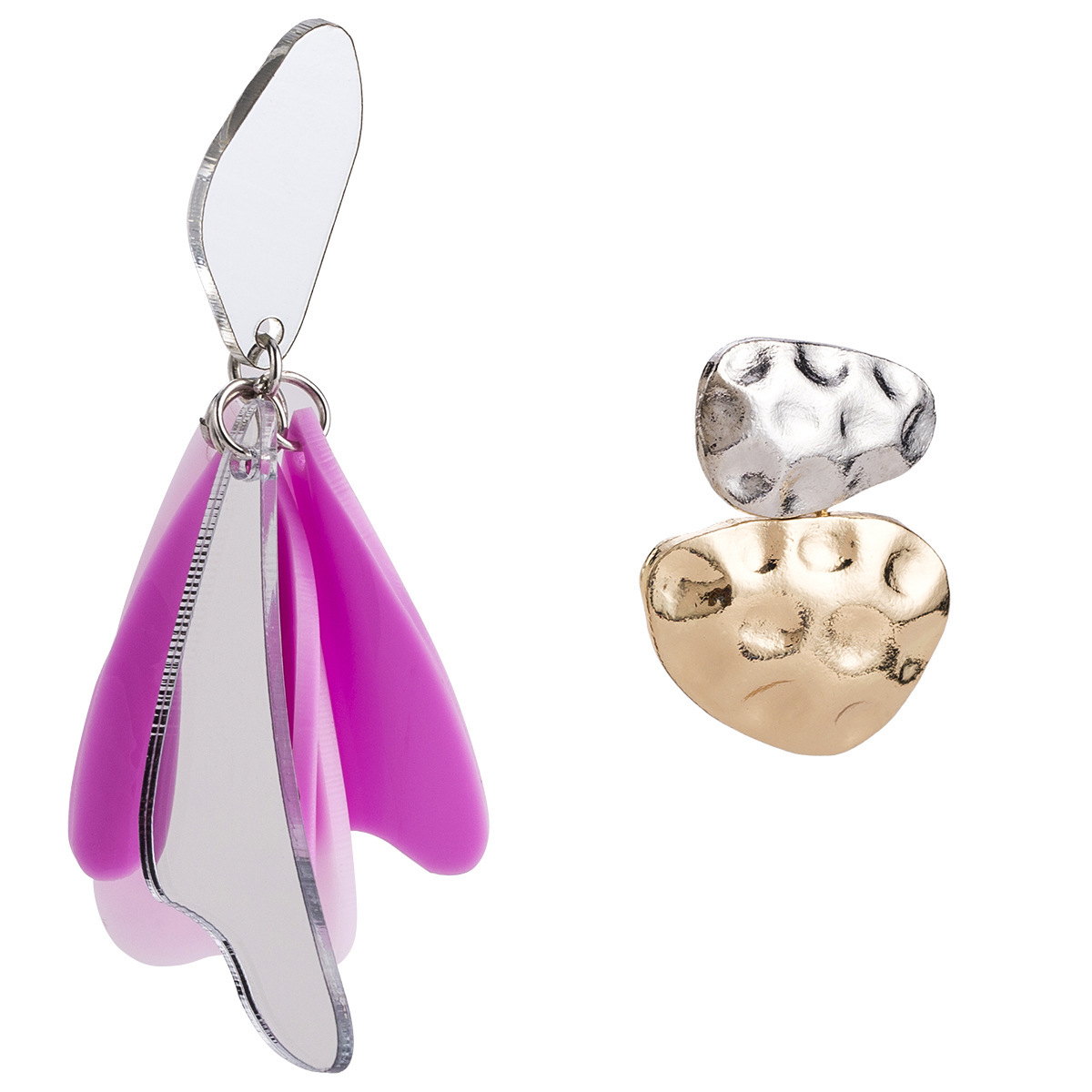 

Fashion exaggerated plate petals multi-layer alloy asymmetric earrings women Bohemia